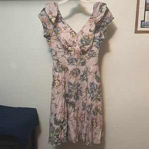 Women’s eShakti Pink and Blue Flower Dress, pockets, smocked waist, NWOT 🌸🌺🪻